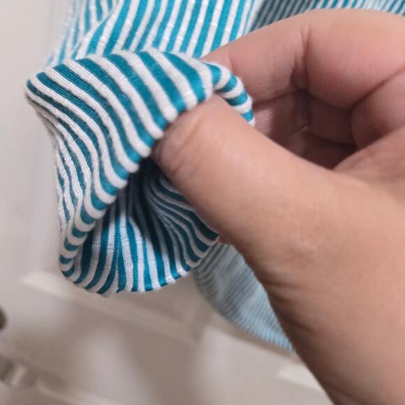 Zenana top womens size small blue green striped oversized ribbed dolman sleeves - Picture 7 of 10